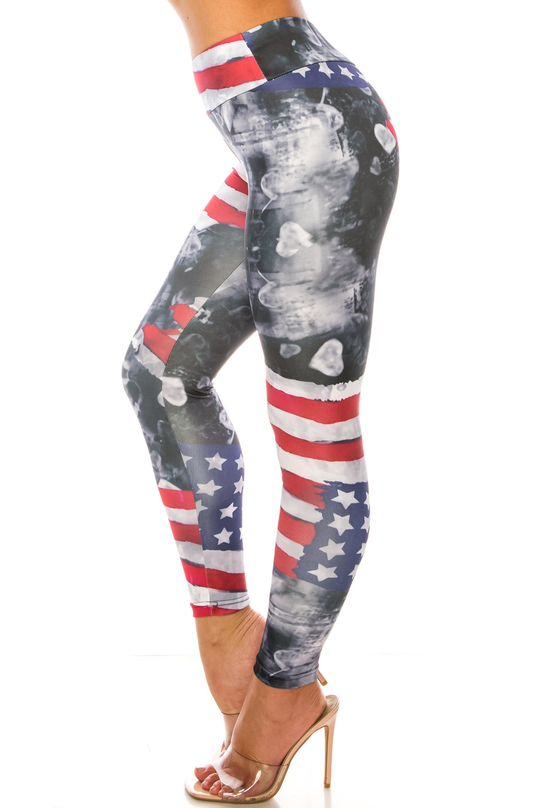 Wholesale Painted USA Flag High Waisted Sport Leggings