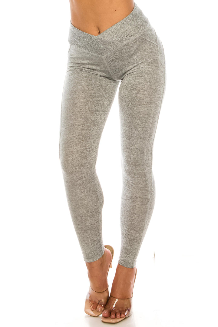 Wholesale Solid Wrapped V Waist Sport Leggings