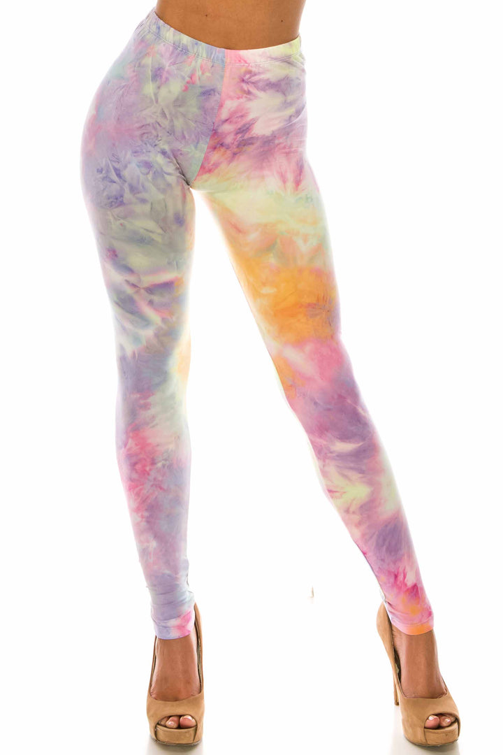 Wholesale Buttery Smooth Multi-Color Pastel Tie Dye Leggings