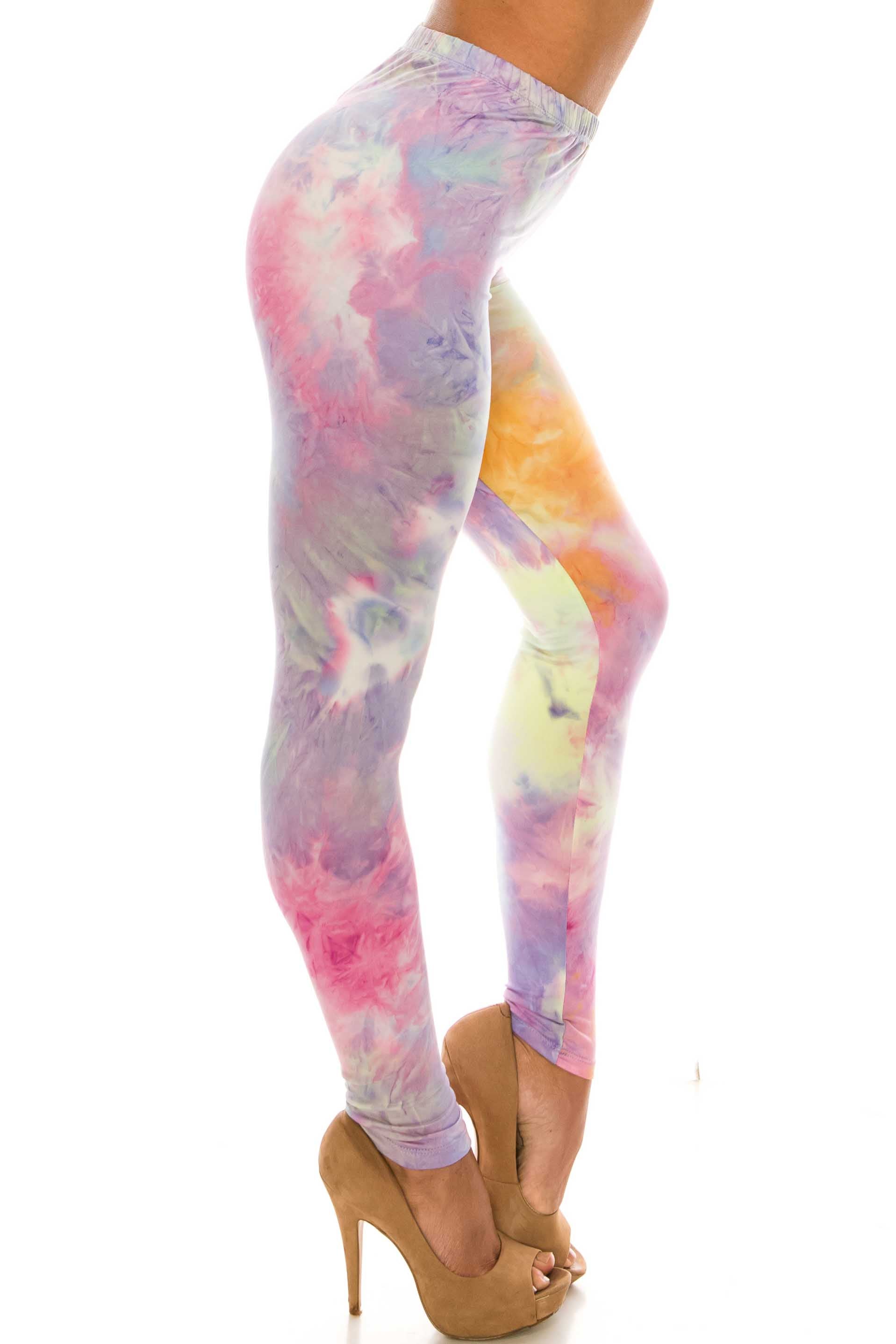 Wholesale Buttery Smooth Multi-Color Pastel Tie Dye Leggings