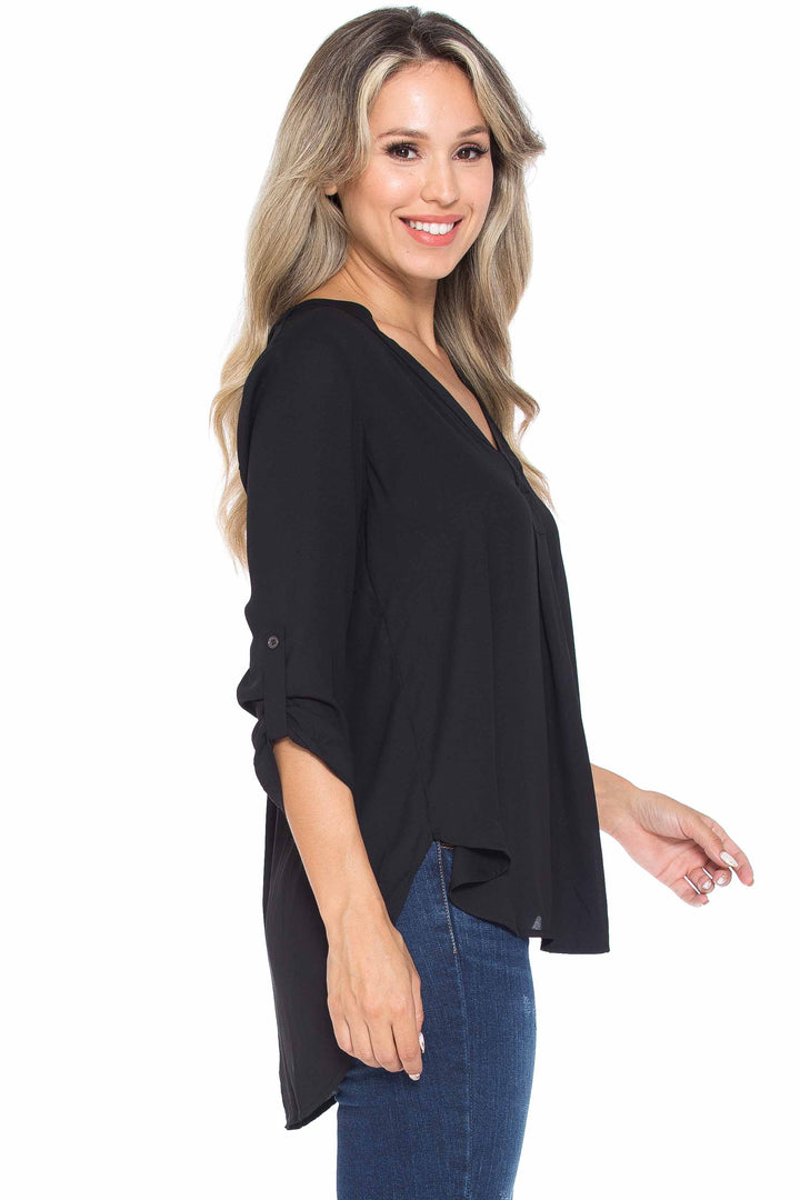 Wholesale Solid Loose Fit Collared Summer Casual Top