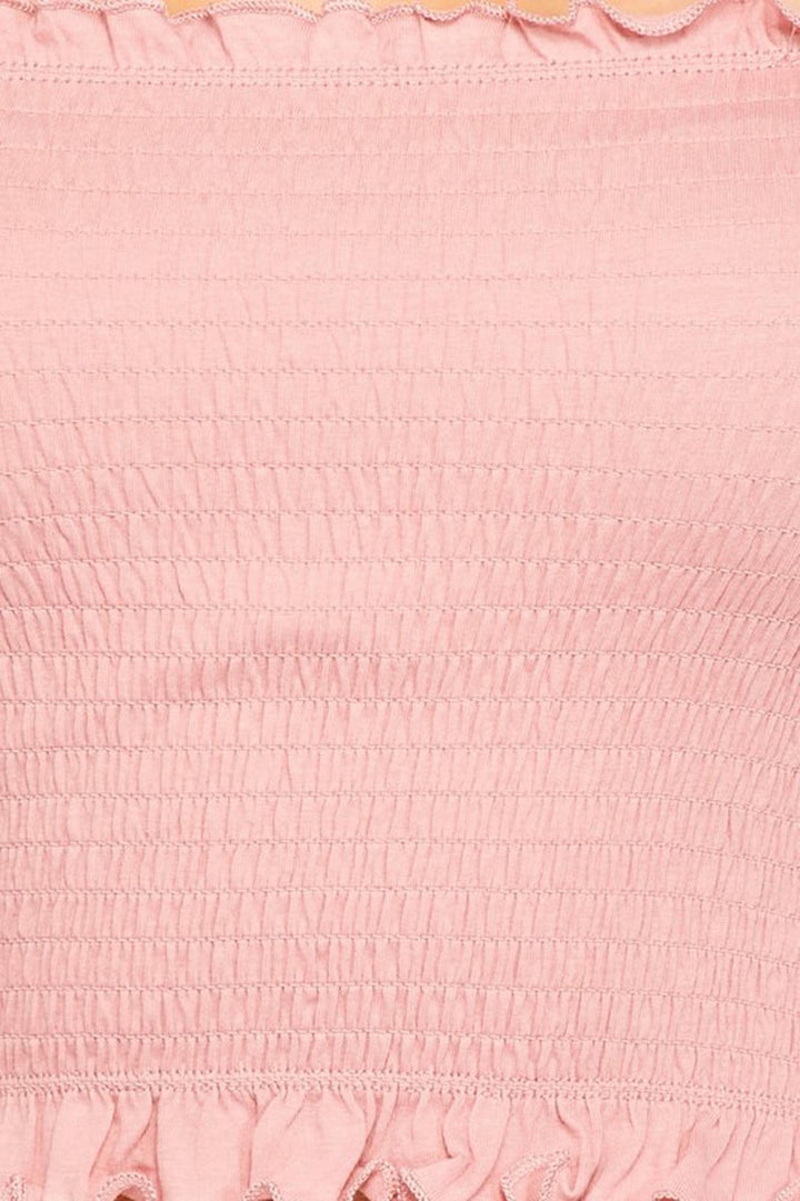 Wholesale Smocked Ruffle Accent Crop Top