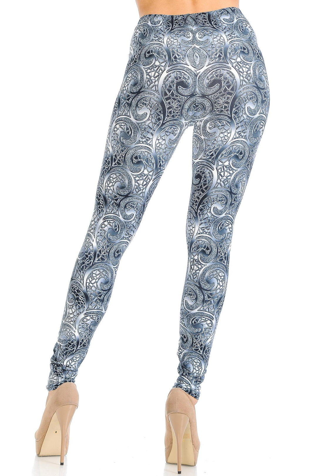 Wholesale Creamy Soft Swirling Crystal Glass Leggings - USA Fashion