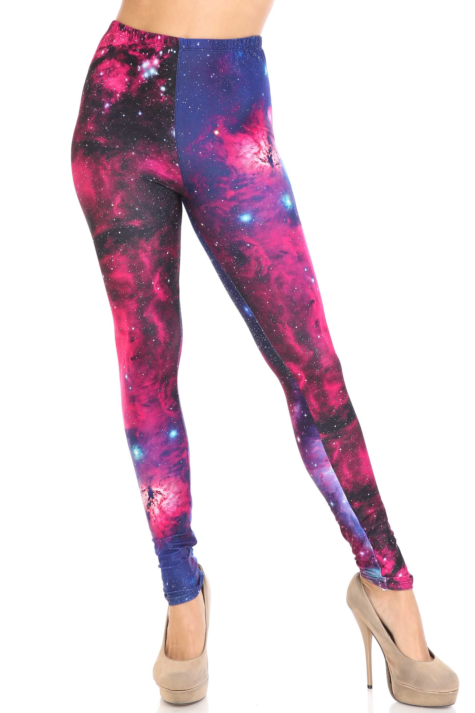 Wholesale Creamy Soft Fuchsia Galaxy Leggings - USA Fashion