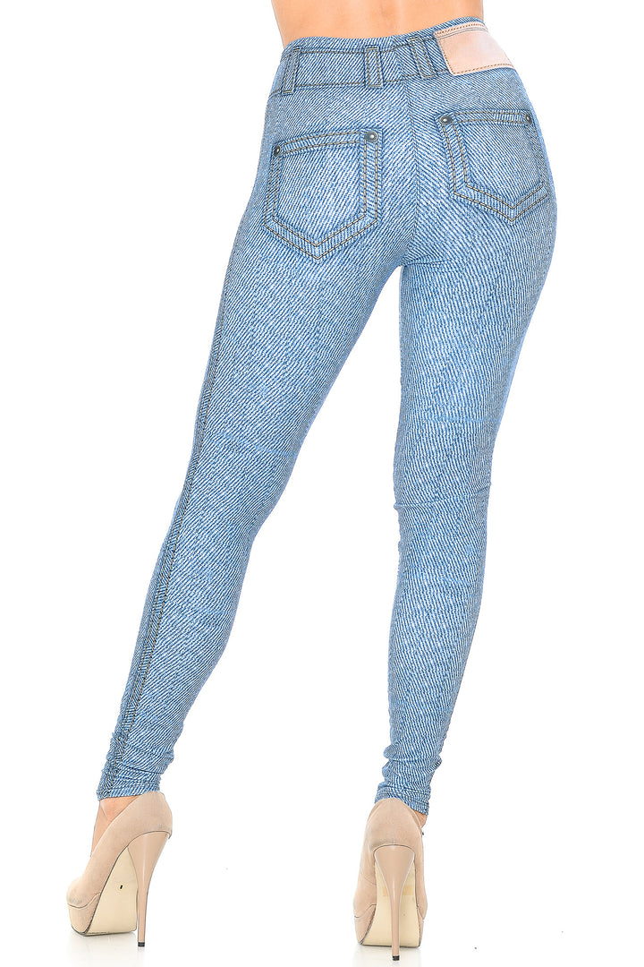 Wholesale Creamy Soft Beautiful Blue Jean Leggings - USA Fashion