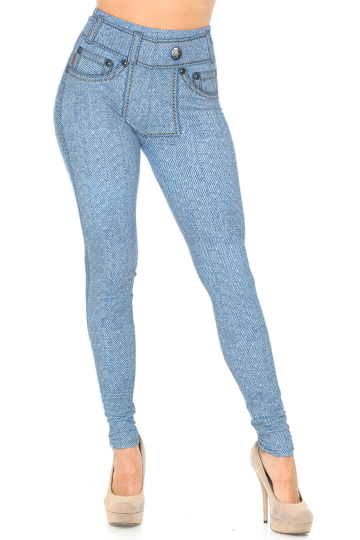 Wholesale Creamy Soft Beautiful Blue Jean Leggings - USA Fashion