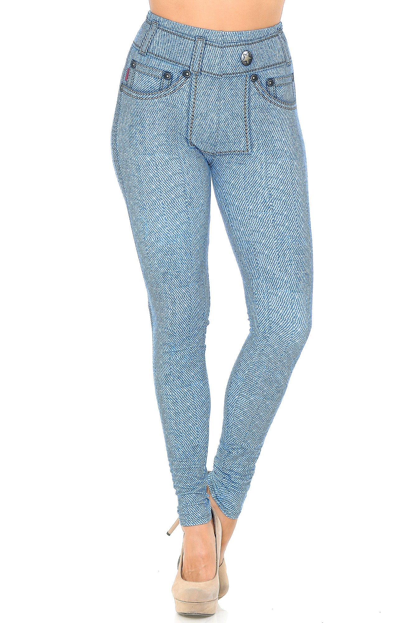 Wholesale Creamy Soft Beautiful Blue Jean Leggings - USA Fashion