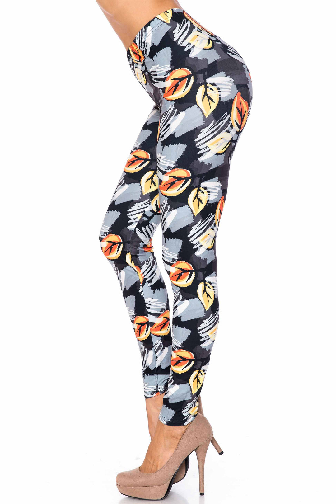 Wholesale Creamy Soft Orange Leaf Breeze Leggings - USA Fashion