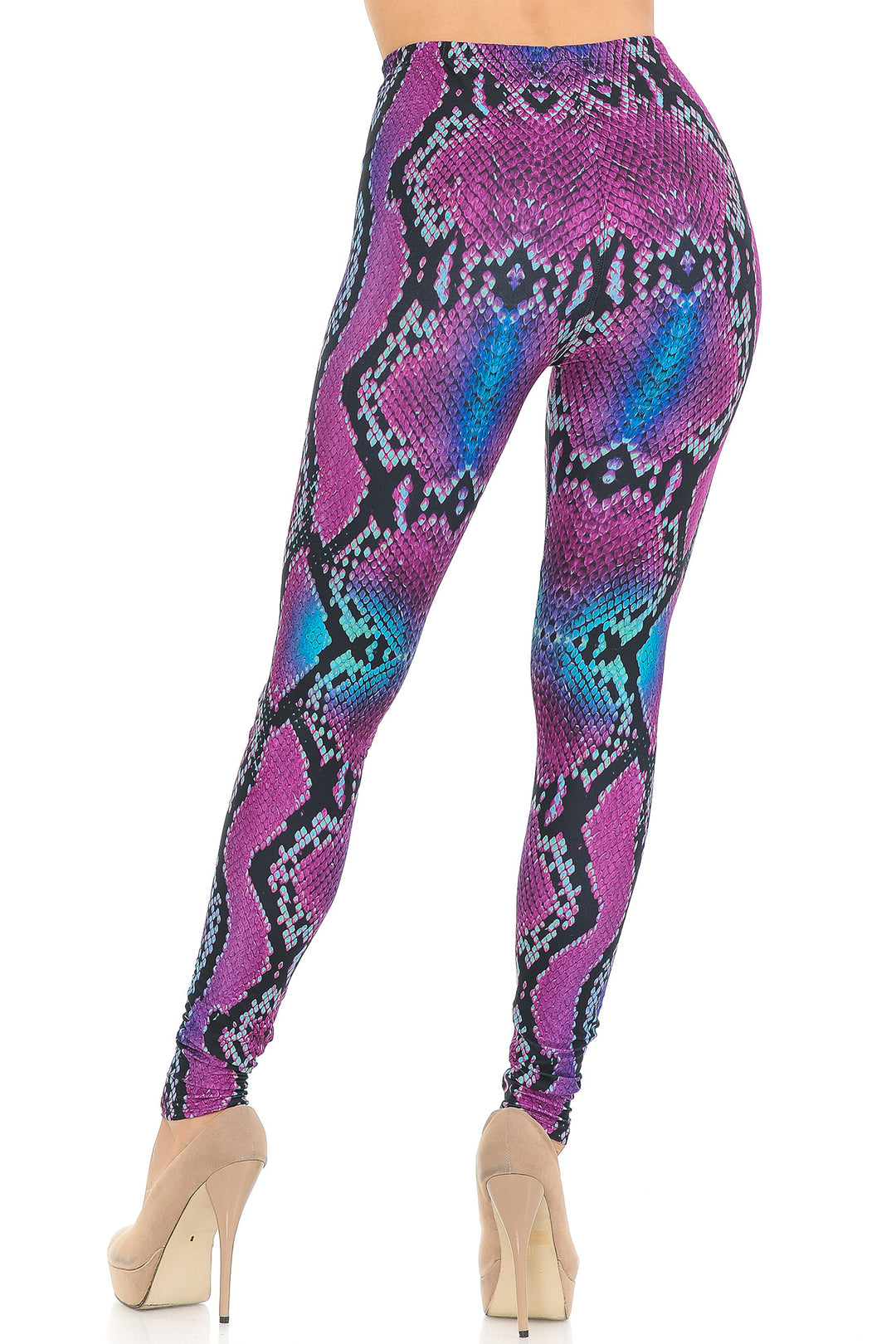 Wholesale Creamy Soft Pink and Blue Snakeskin Leggings - USA Fashion