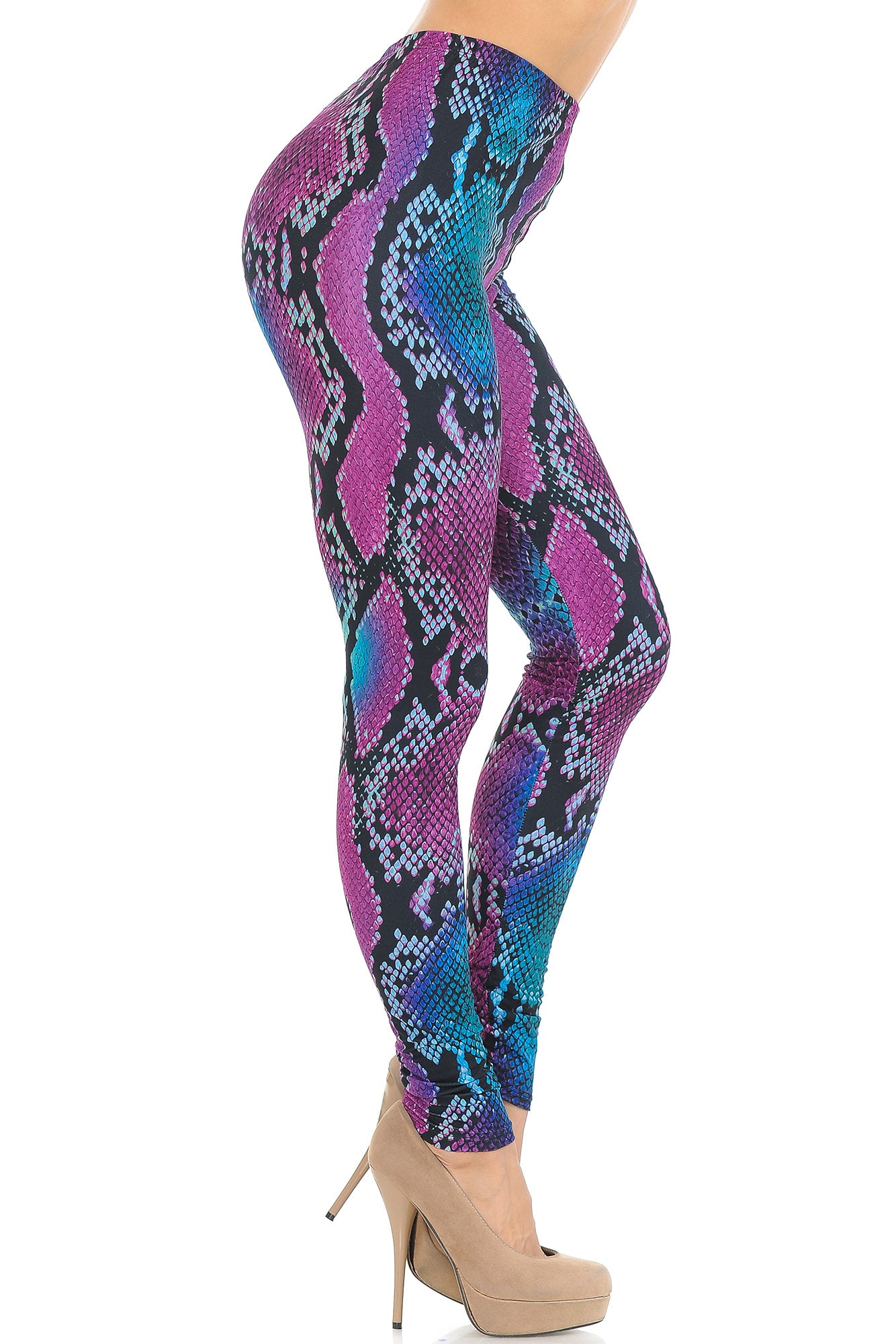 Wholesale Creamy Soft Pink and Blue Snakeskin Leggings - USA Fashion