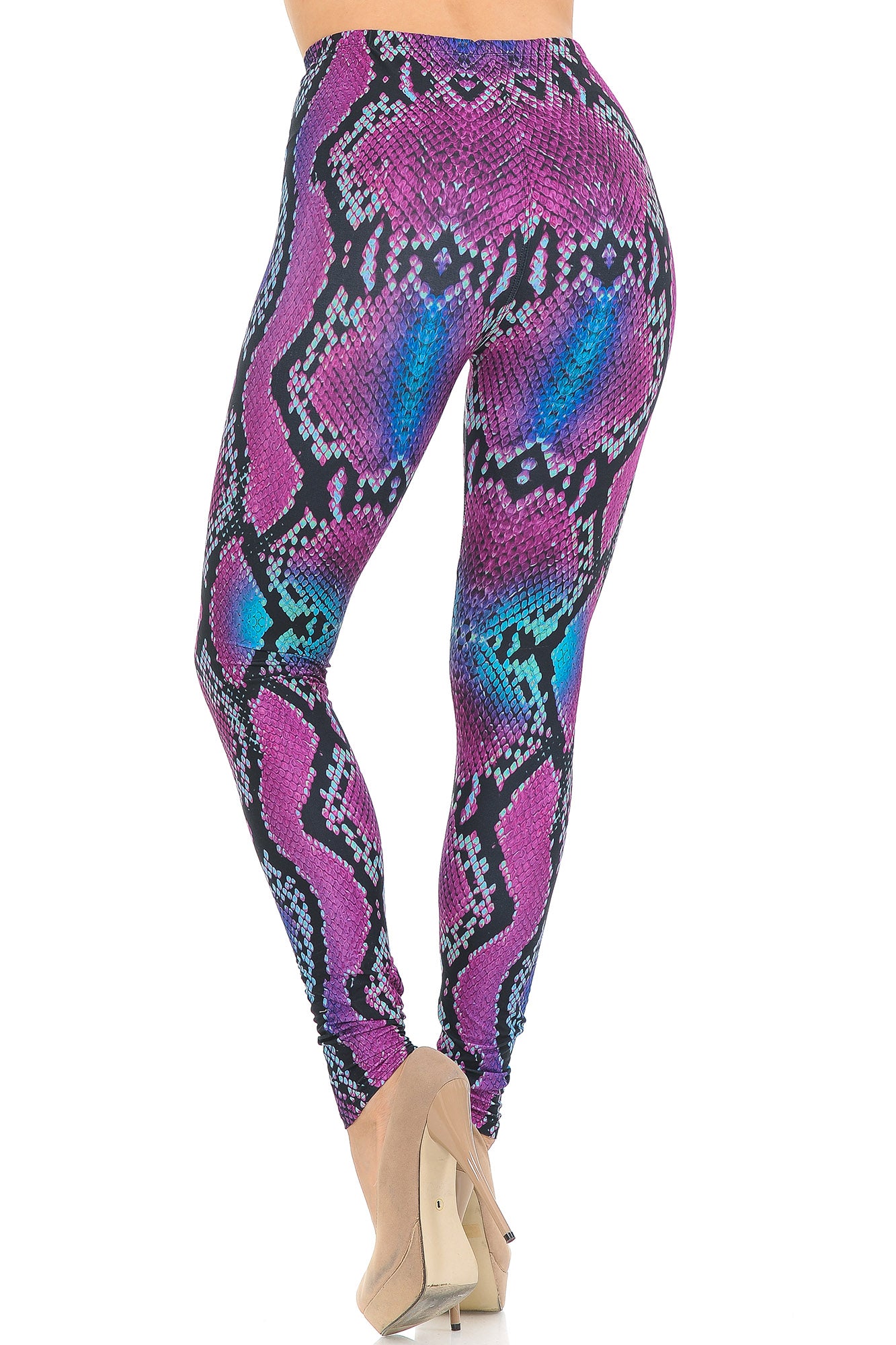 Wholesale Creamy Soft Pink and Blue Snakeskin Leggings - USA Fashion