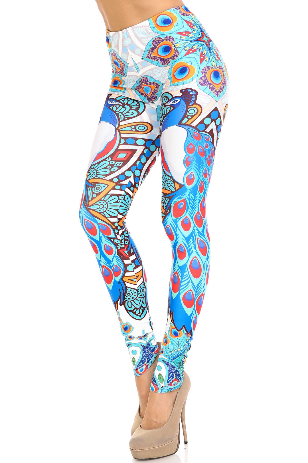 Wholesale Creamy Soft Pristine Peacock Leggings - By USA Fashion