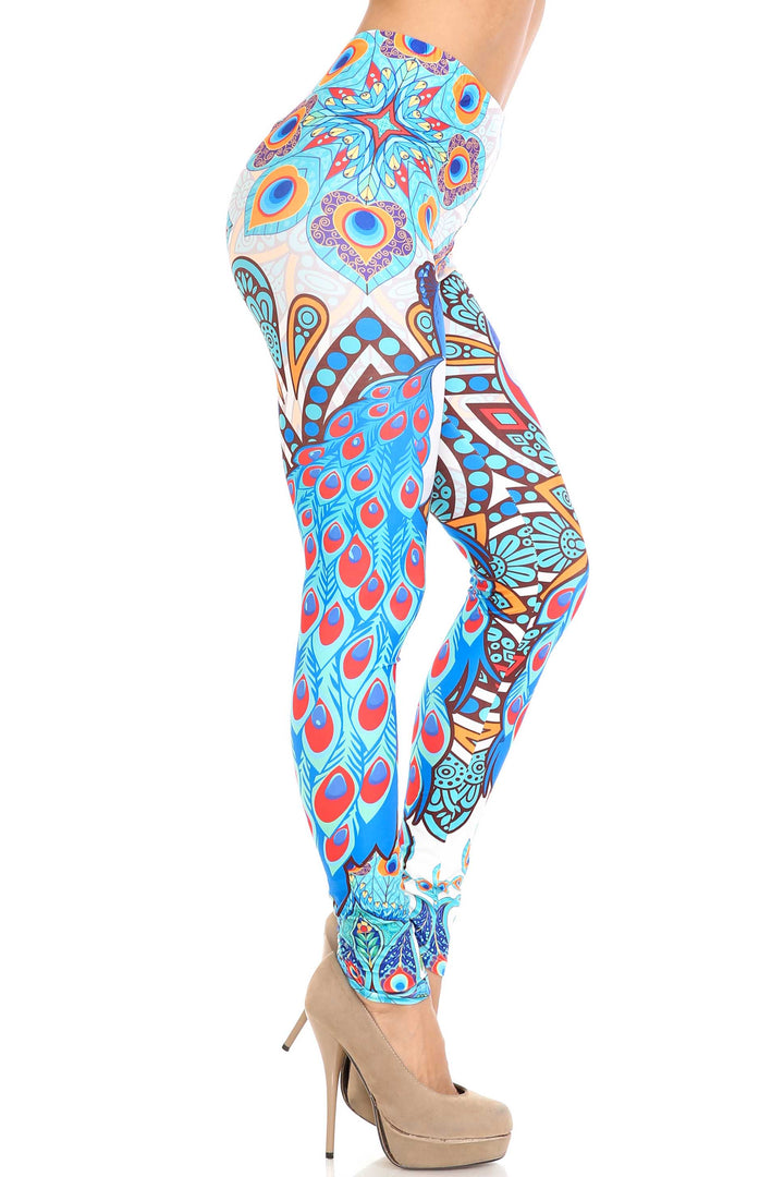 Wholesale Creamy Soft Pristine Peacock Leggings - By USA Fashion