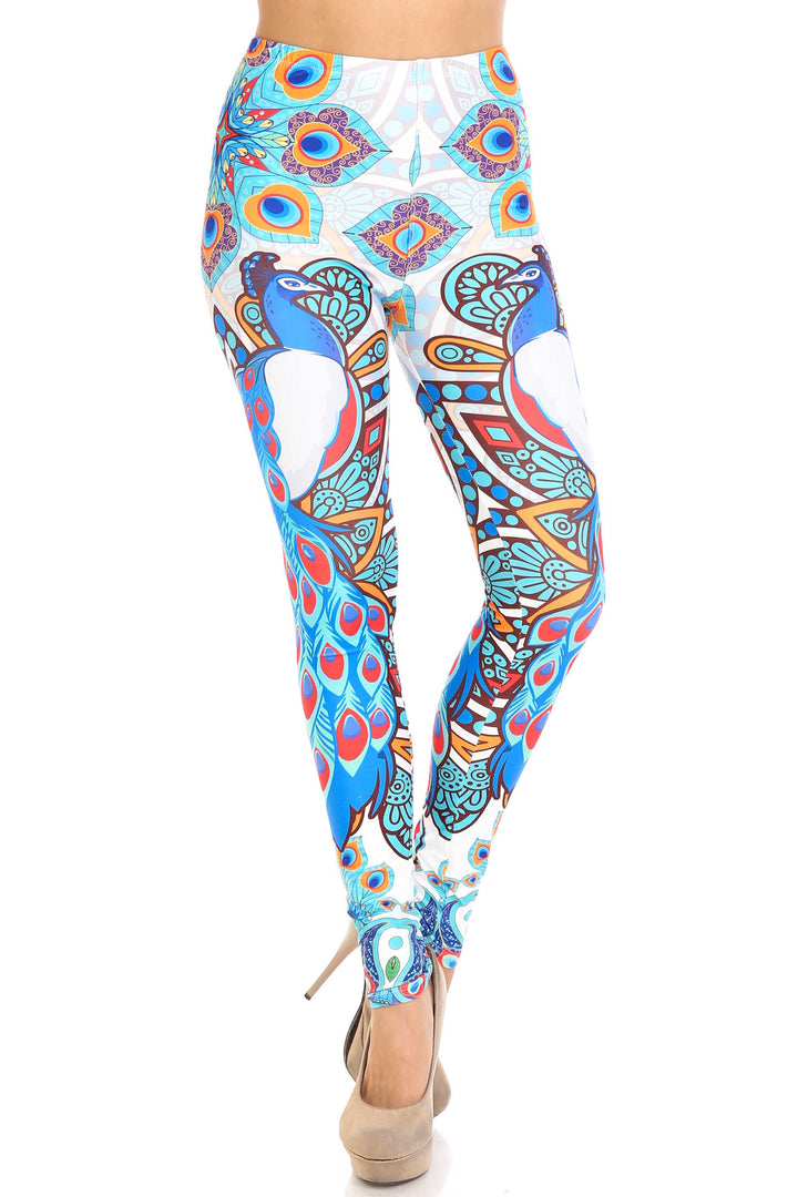 Wholesale Creamy Soft Pristine Peacock Leggings - By USA Fashion
