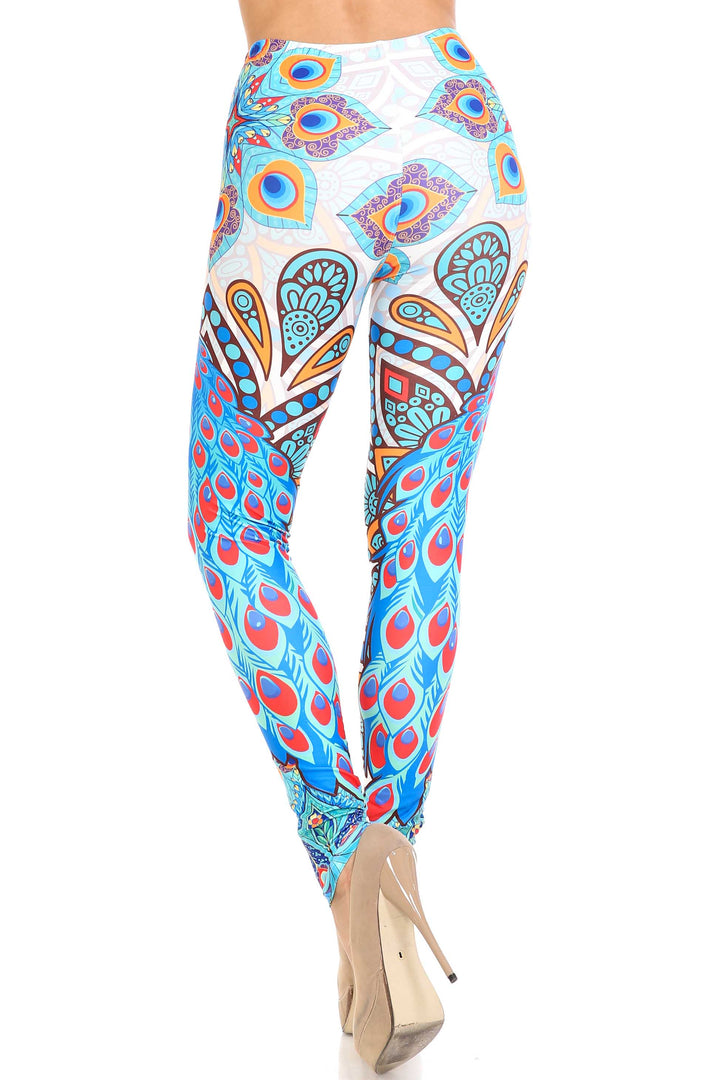 Wholesale Creamy Soft Pristine Peacock Leggings - By USA Fashion
