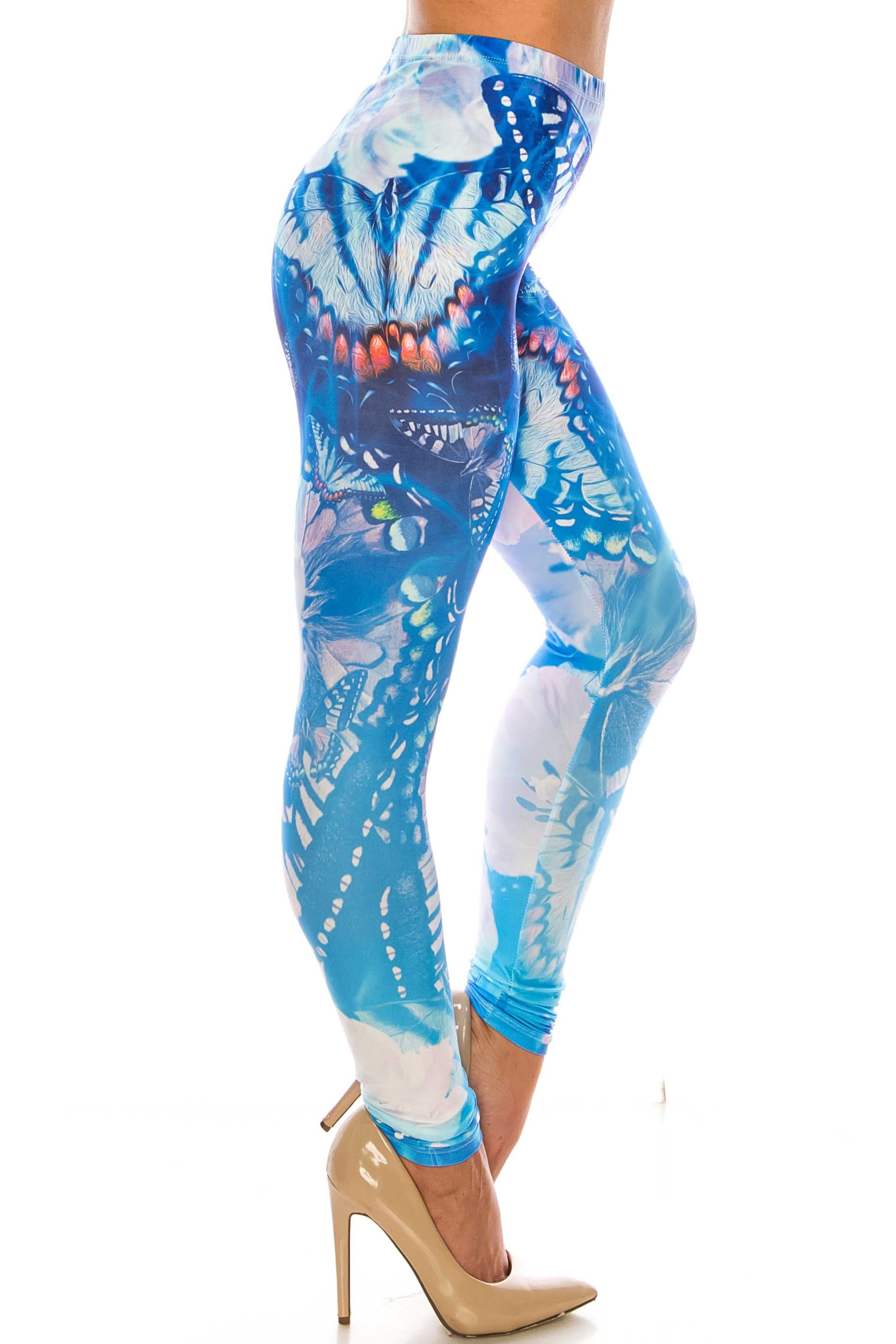 Wholesale Creamy Soft Reflecting Butterflies Leggings - USA Fashion
