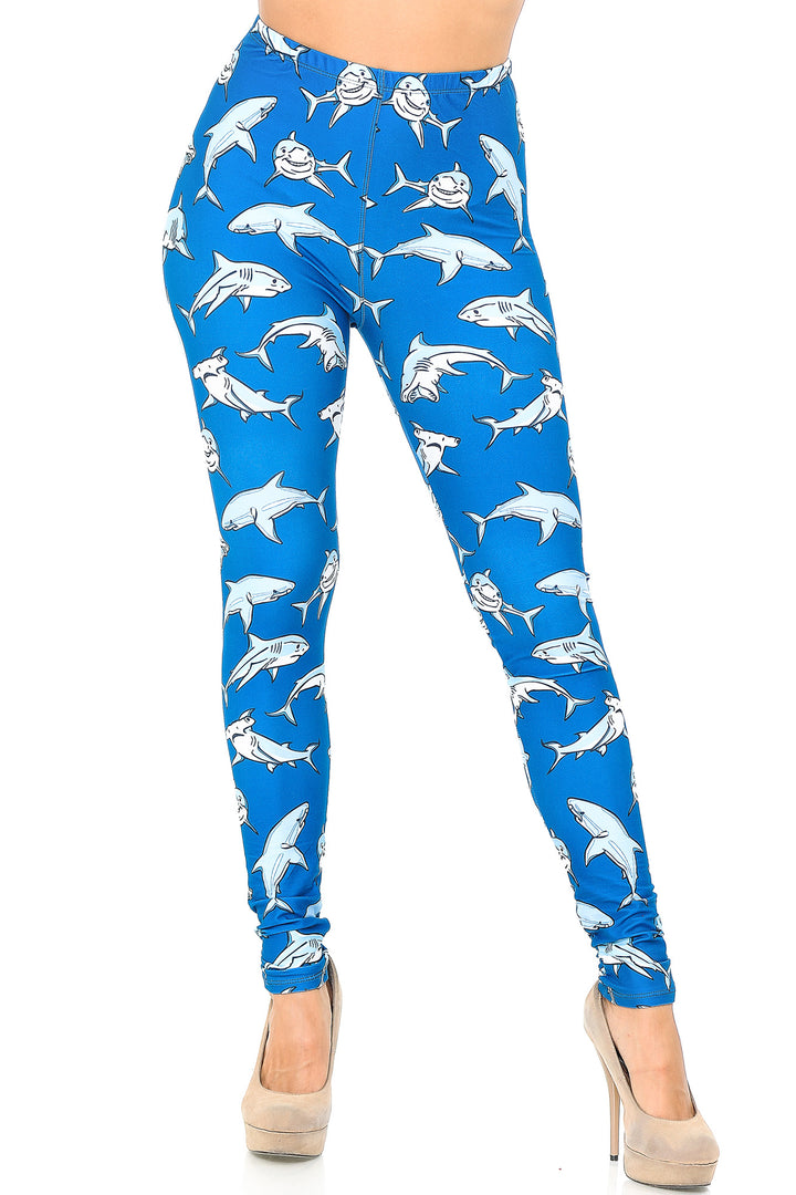 Wholesale Creamy Soft Shark Leggings - USA Fashion