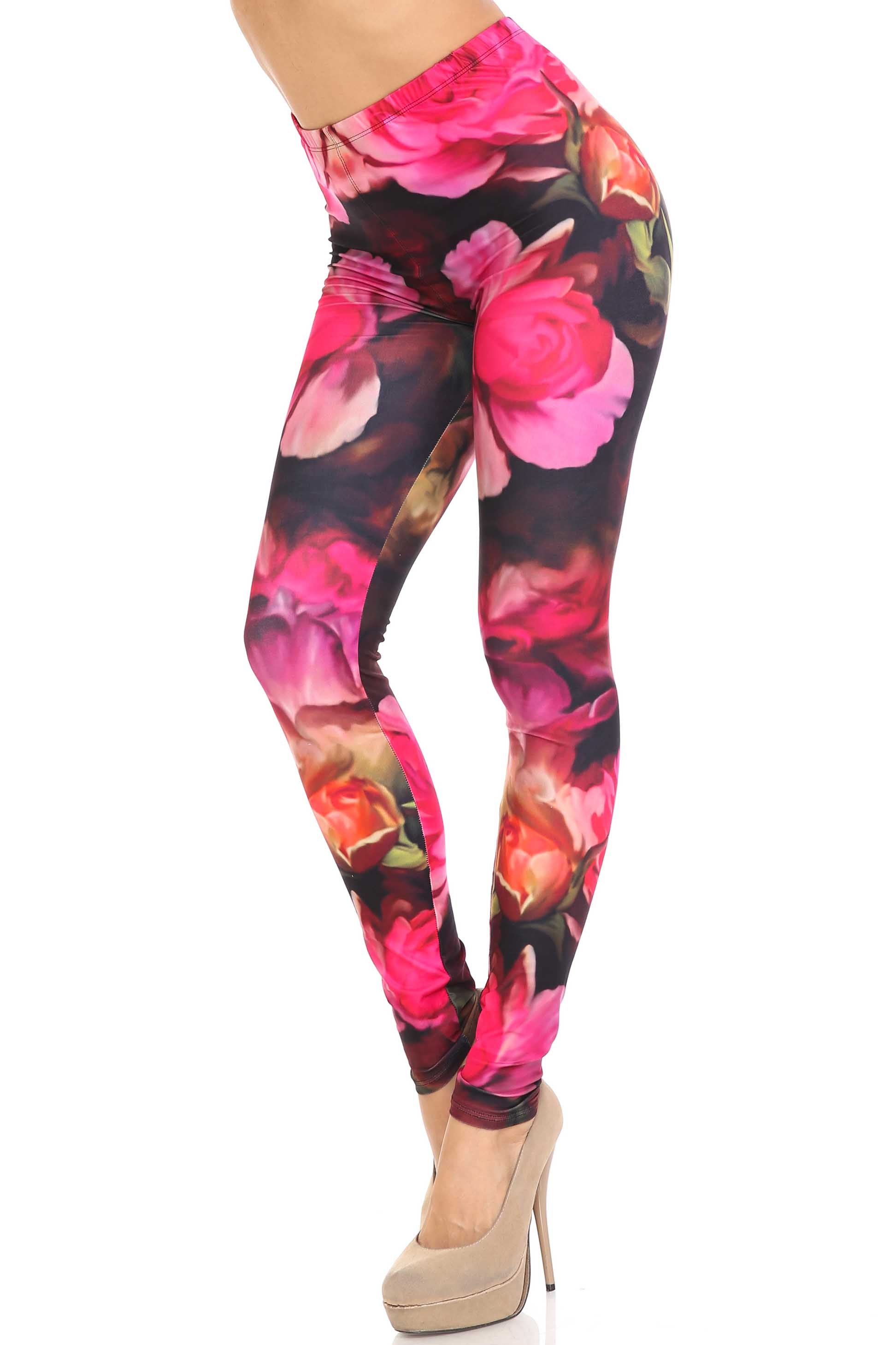 Wholesale Creamy Soft Vintage Rose Leggings - USA Fashion