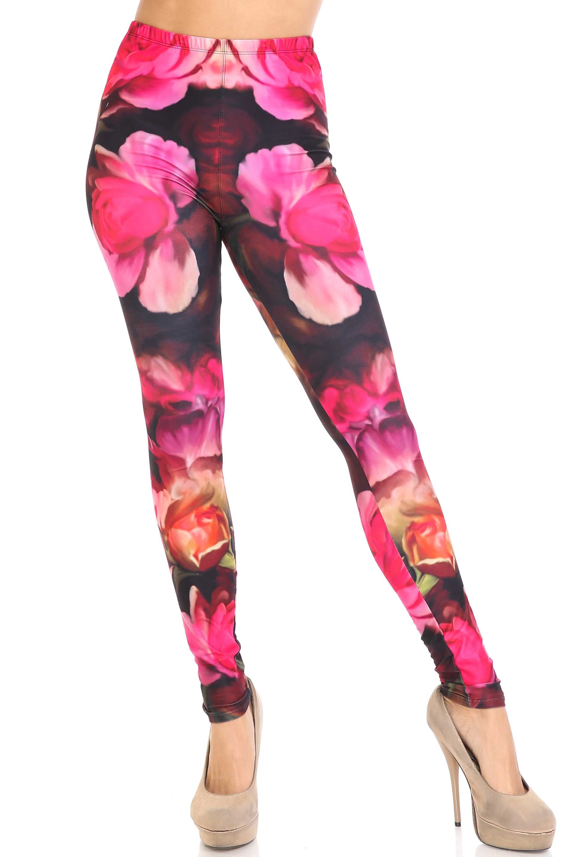 Wholesale Creamy Soft Vintage Rose Leggings - USA Fashion