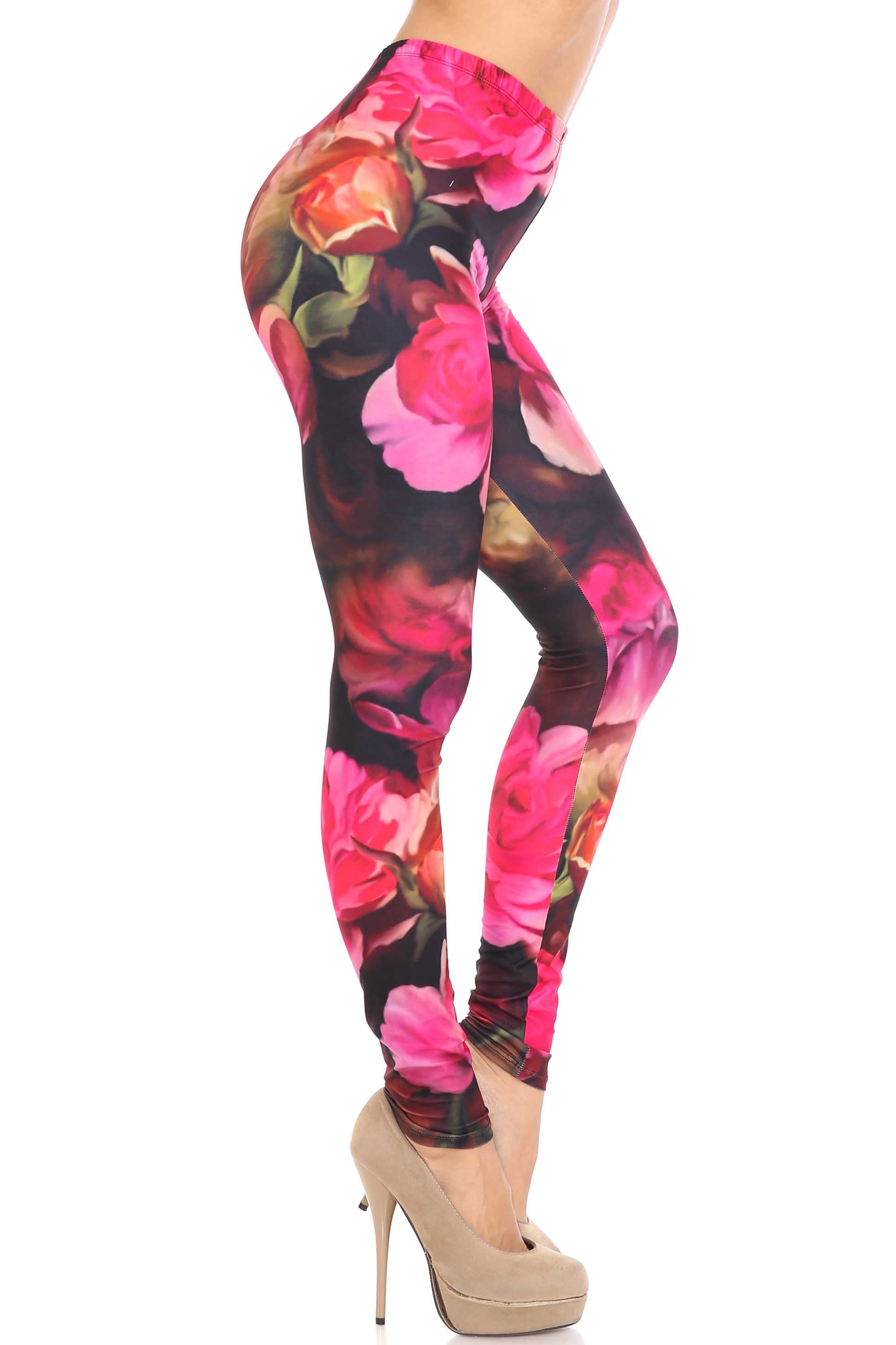 Wholesale Creamy Soft Vintage Rose Leggings - USA Fashion