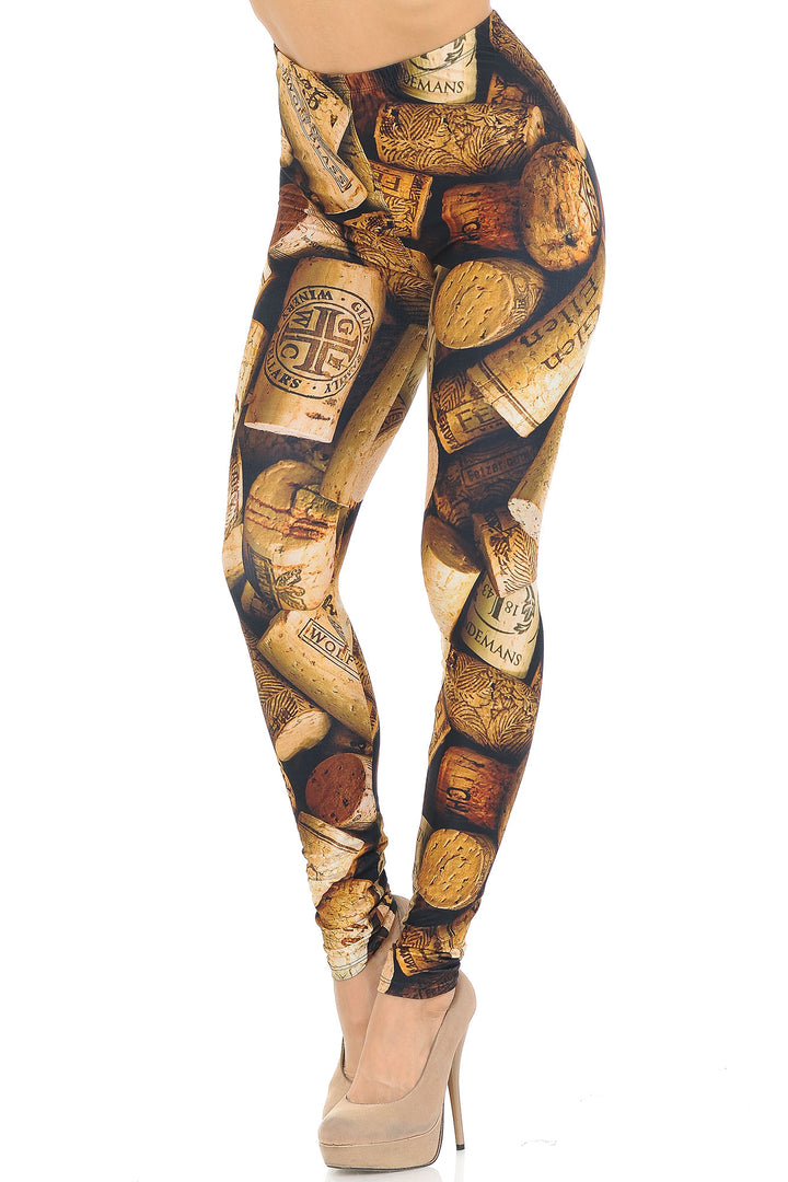 Wholesale Creamy Soft Wine Cork Leggings - USA Fashion