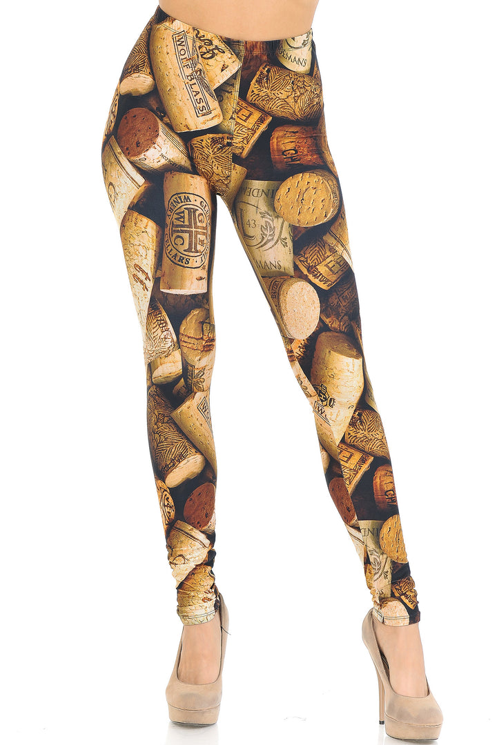 Wholesale Creamy Soft Wine Cork Leggings - USA Fashion