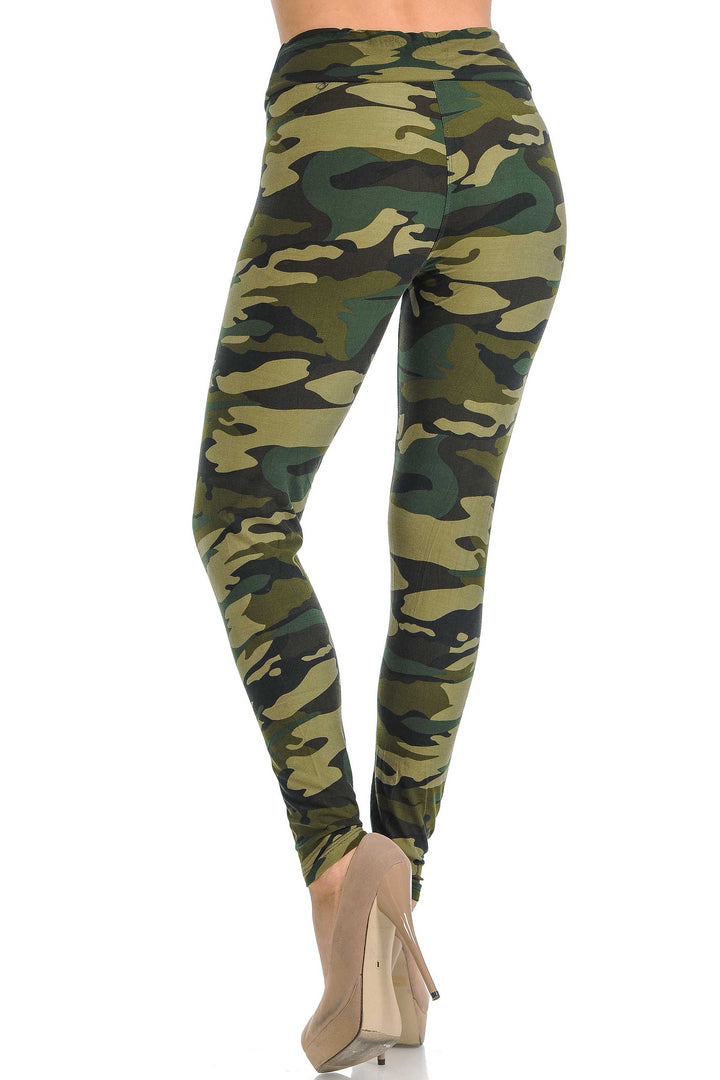 Wholesale Buttery Smooth Green Camouflage High Waisted Leggings - EEVEE