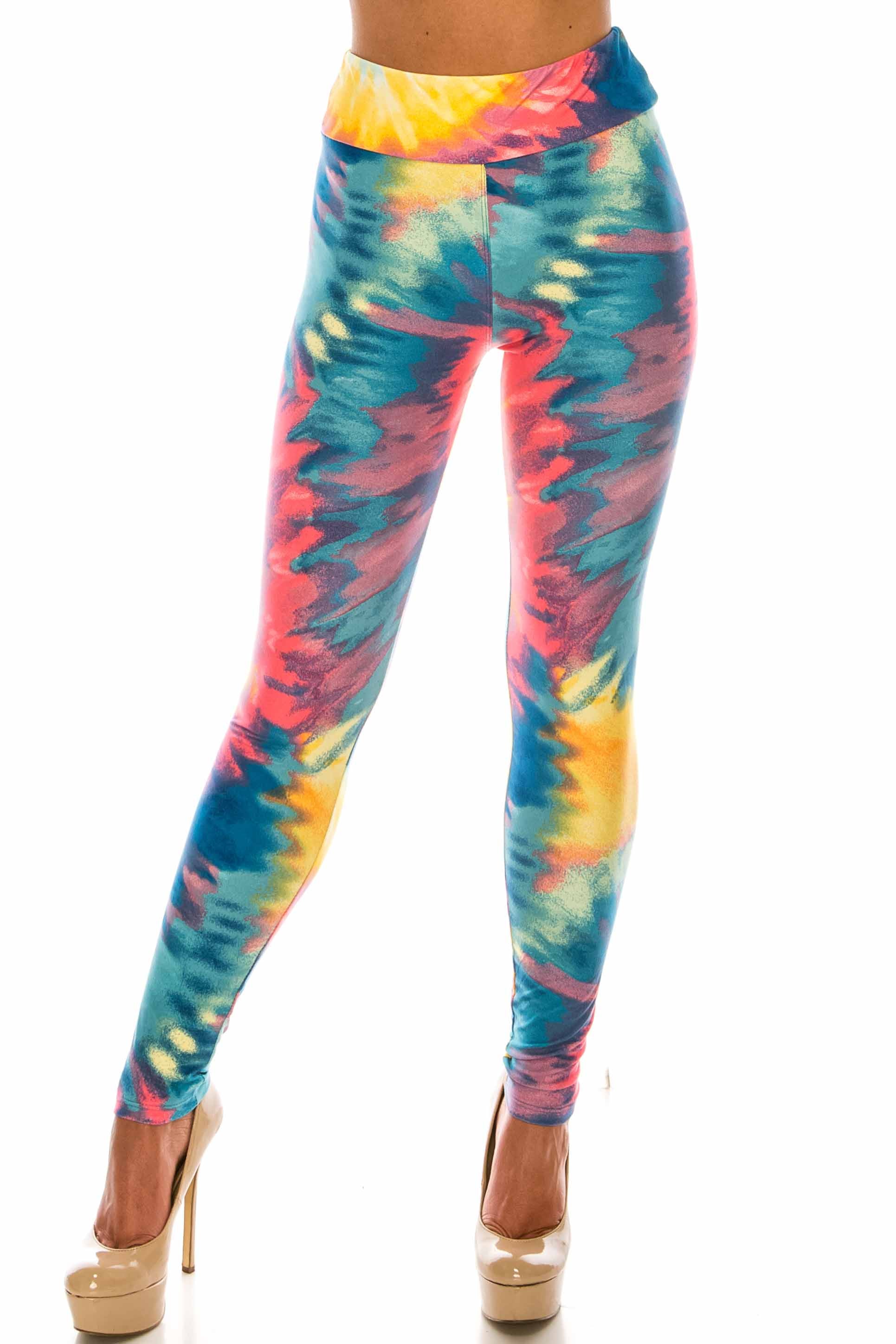 Wholesale Buttery Smooth Multi-Color-Bold Tie Dye High Waisted Leggings