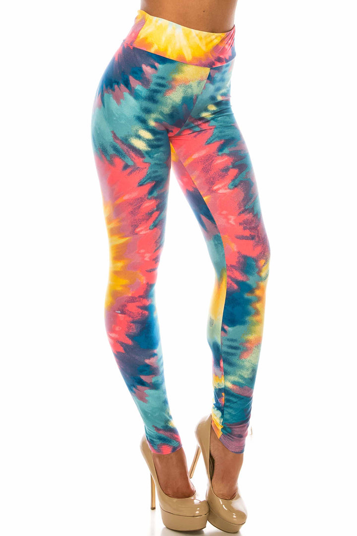Wholesale Buttery Smooth Multi-Color-Bold Tie Dye High Waisted Leggings