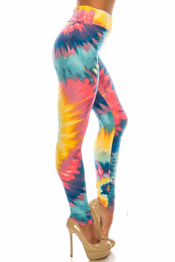 Wholesale Buttery Smooth Multi-Color-Bold Tie Dye High Waisted Leggings