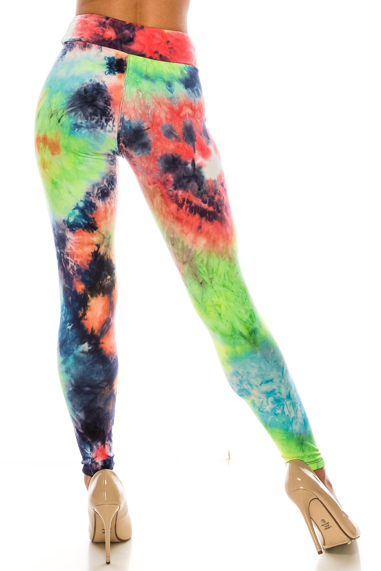 Wholesale Buttery Smooth Summer Yellow Tie Dye High Waisted Leggings