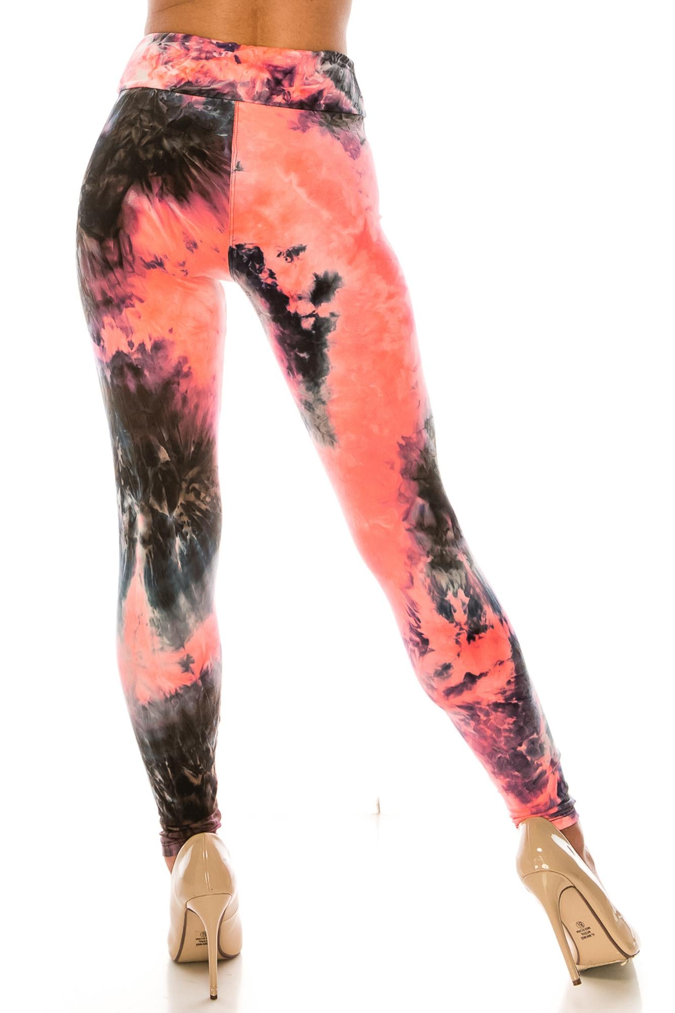 Wholesale Buttery Smooth Coral Tie Dye High Waisted Leggings