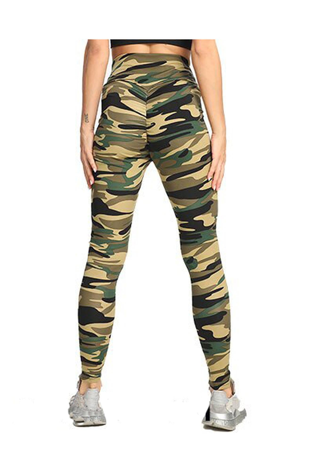 Wholesale Green Camouflage Scrunch Butt Sport Leggings