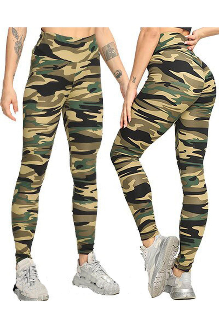 Wholesale Green Camouflage Scrunch Butt Sport Leggings