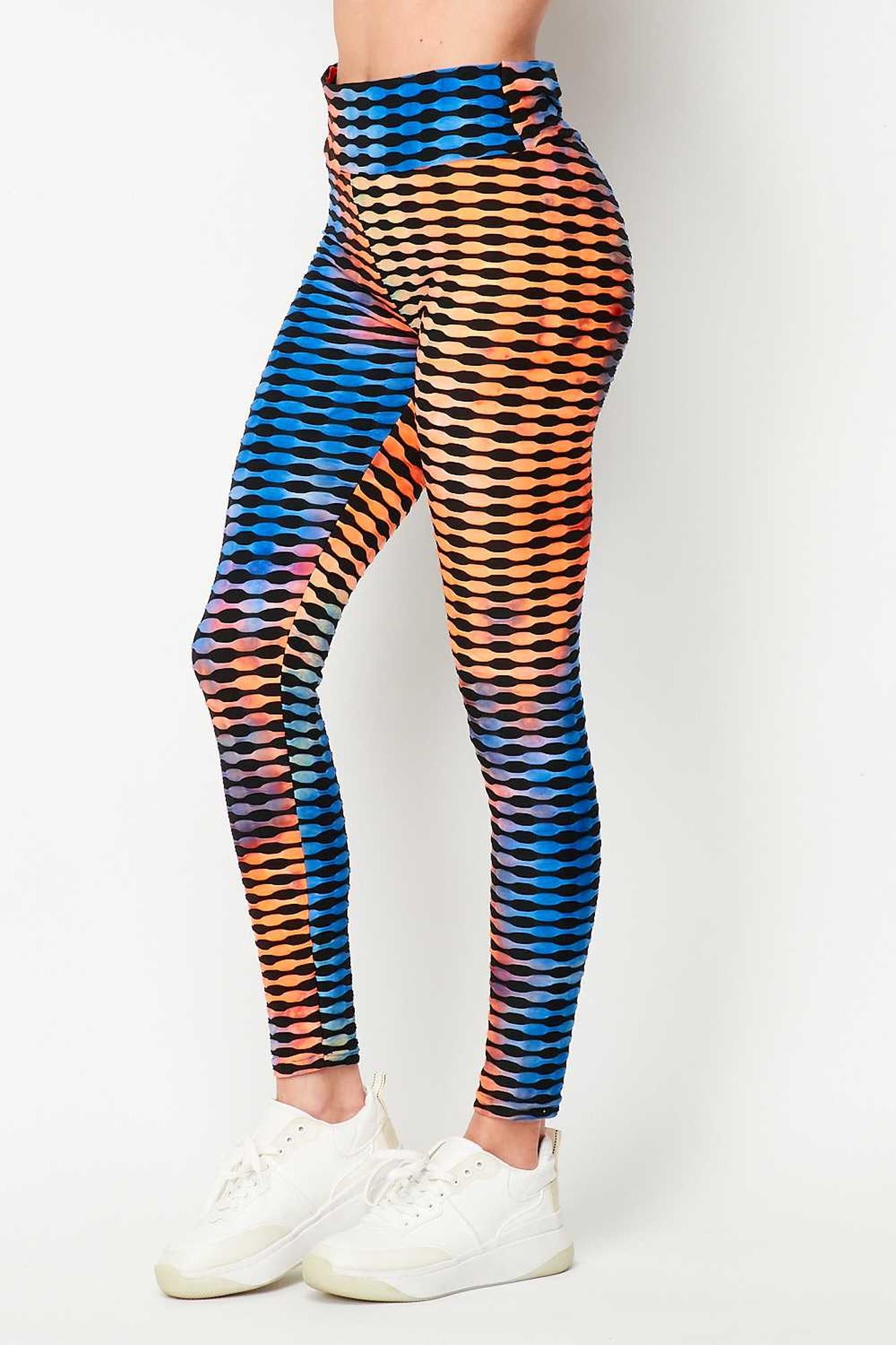 Wholesale Orange and Blue Brazilian Figure Flatter Scrunch Butt Leggings