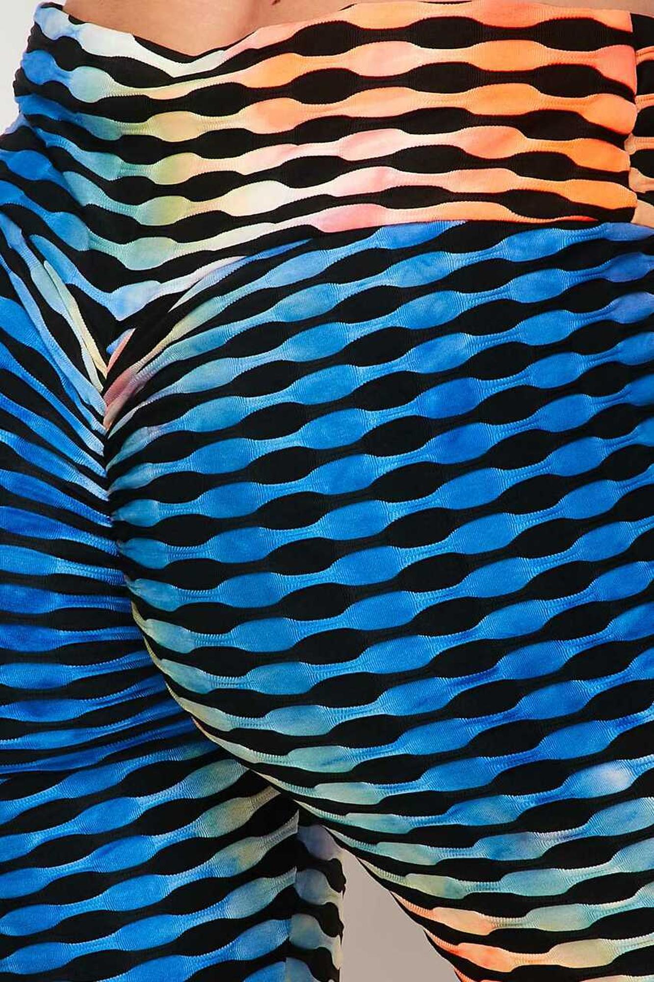 Wholesale Orange and Blue Brazilian Figure Flatter Scrunch Butt Leggings