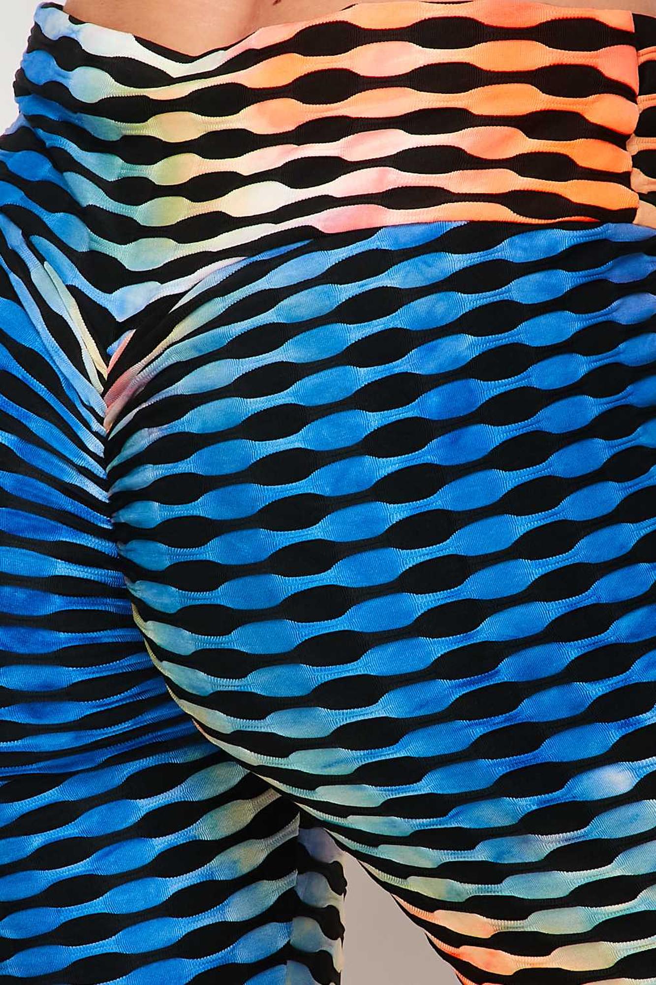 Wholesale Orange and Blue Brazilian Figure Flatter Scrunch Butt Leggings