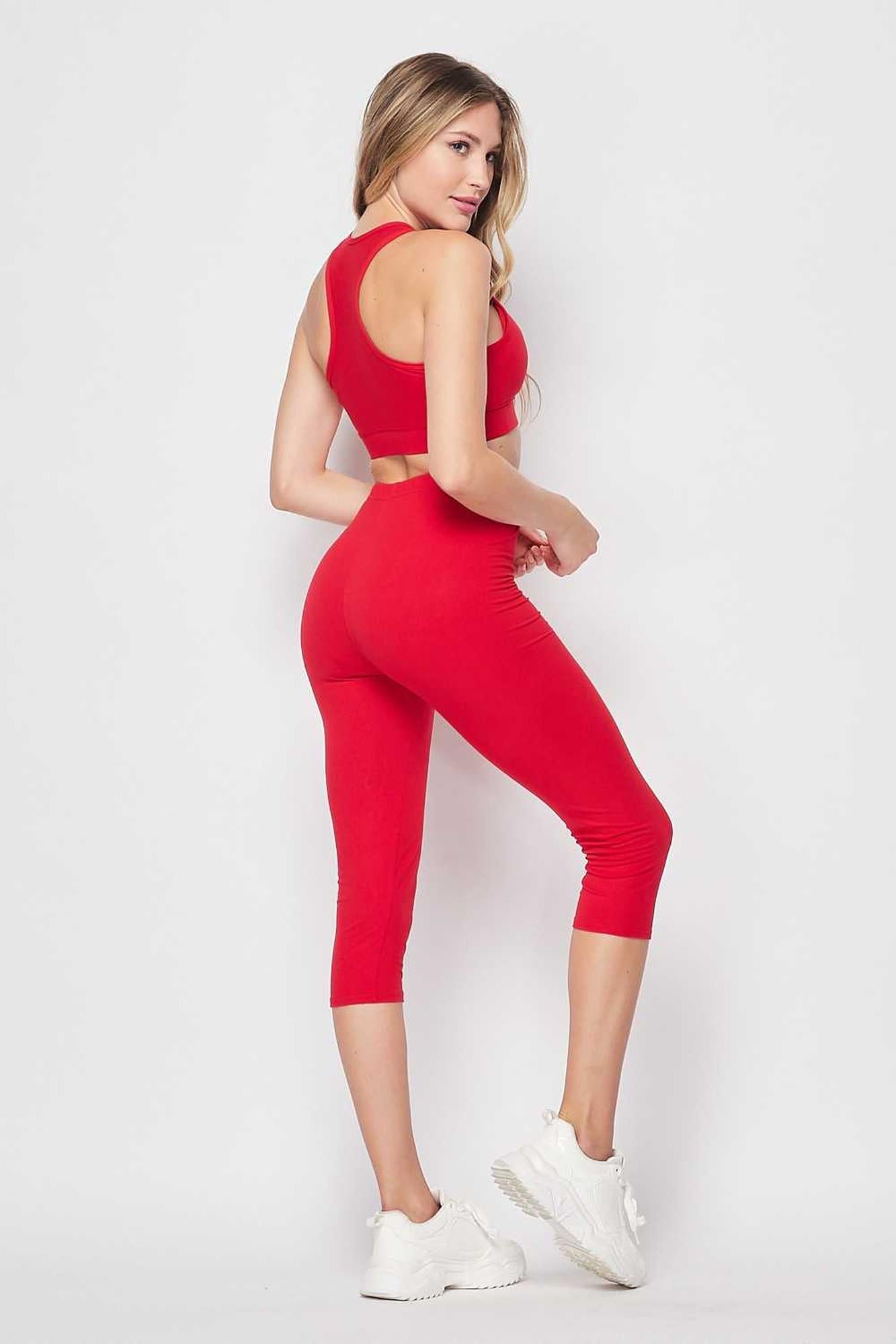 Wholesale Buttery Smooth Basic Solid Capri and Crop Top Set