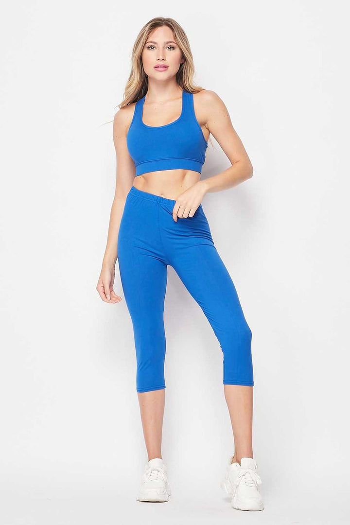 Wholesale Buttery Smooth Basic Solid Capri and Crop Top Set