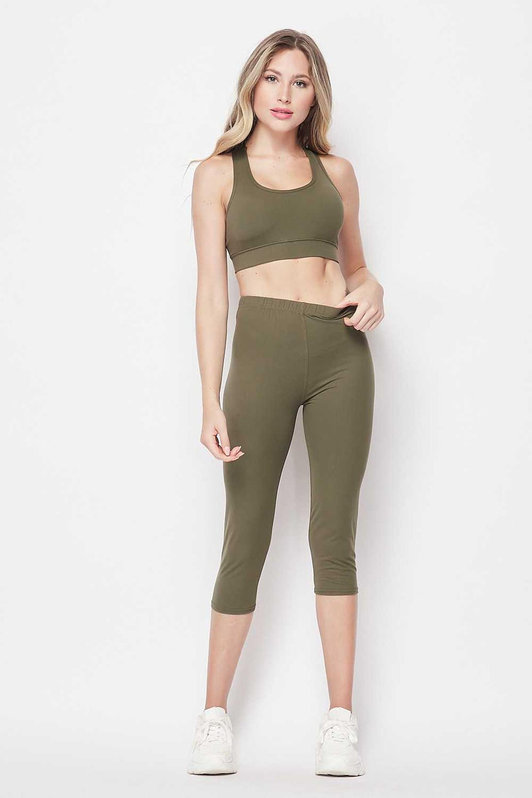 Wholesale Buttery Smooth Basic Solid Capri and Crop Top Set