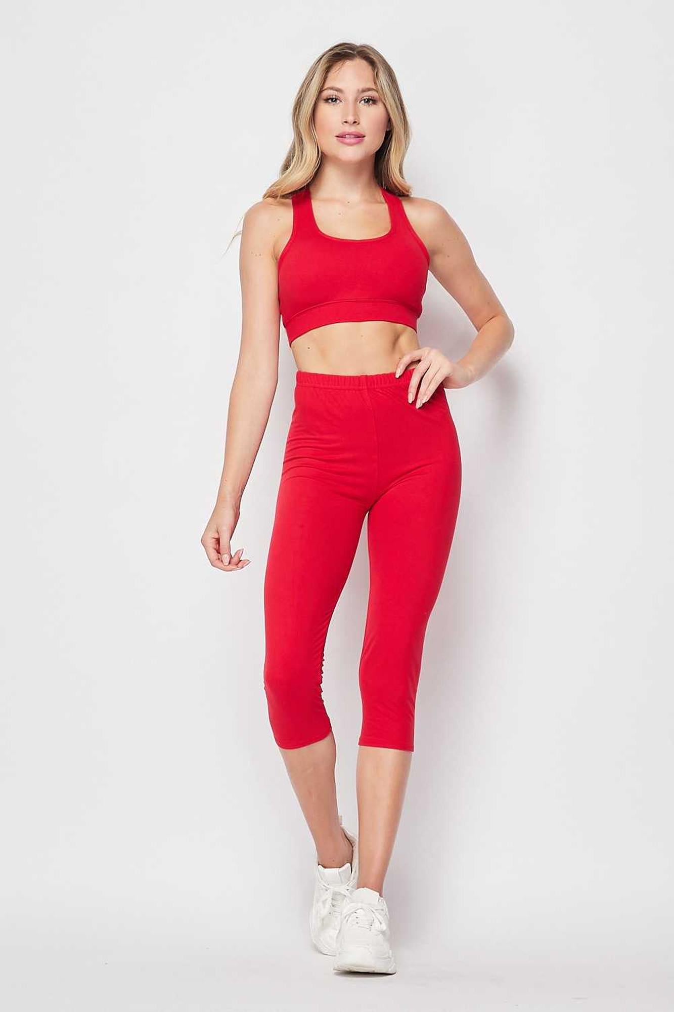 Wholesale Buttery Smooth Basic Solid Capri and Crop Top Set