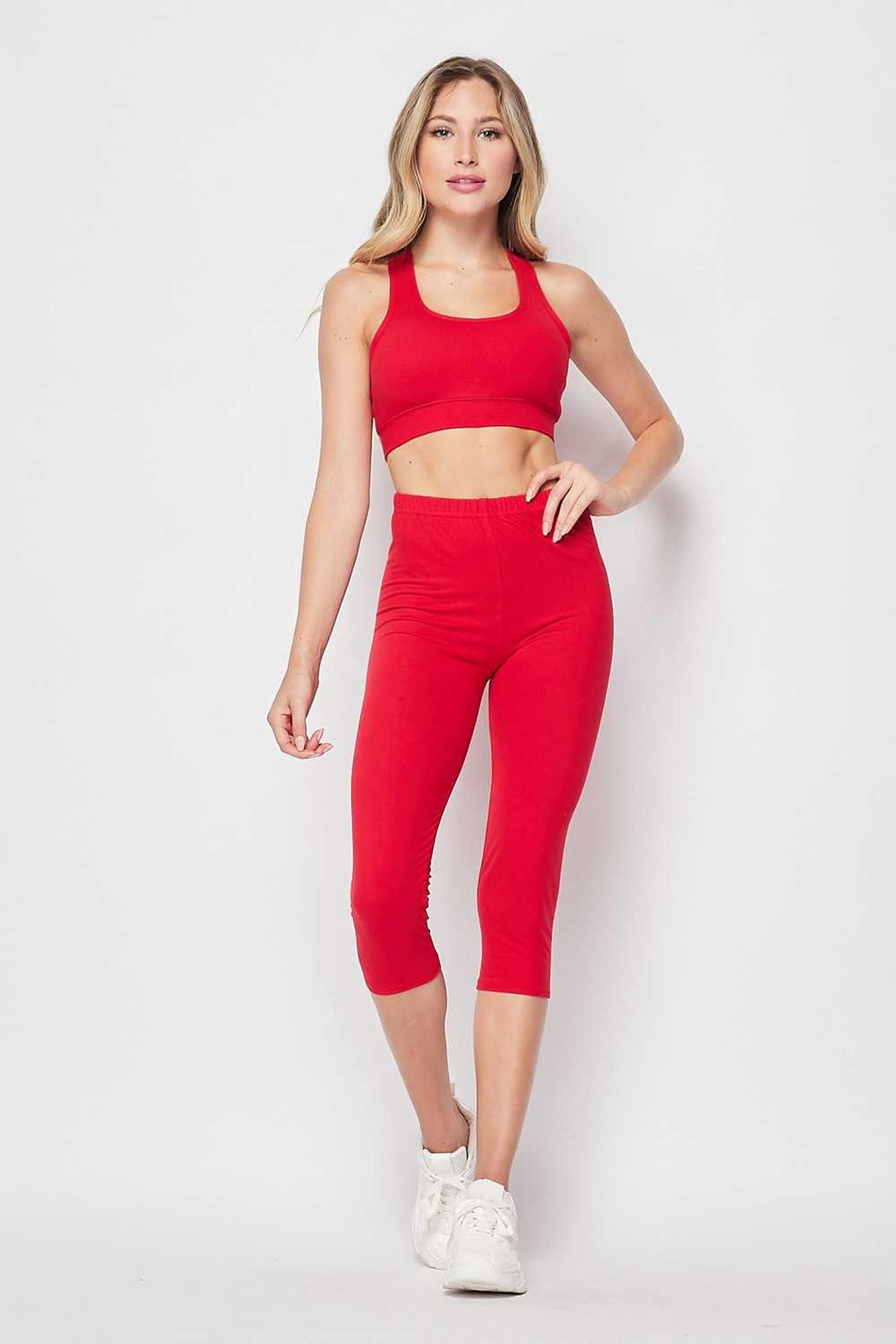Wholesale Buttery Smooth Basic Solid Capri and Crop Top Set