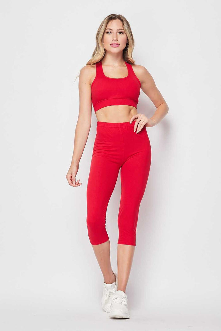 Wholesale Buttery Smooth Basic Solid Capri and Crop Top Set