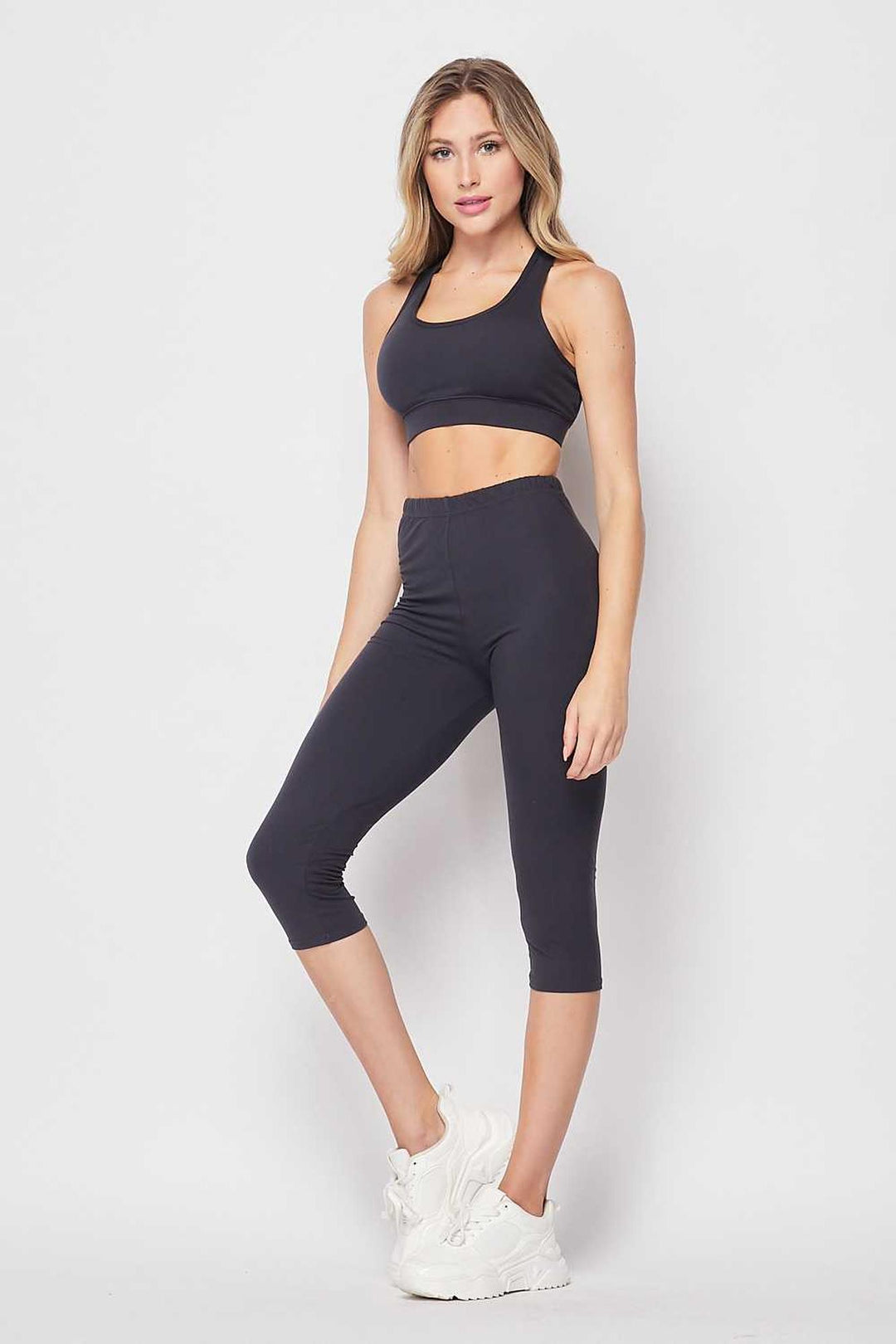 Wholesale Buttery Smooth Basic Solid Capri and Crop Top Set