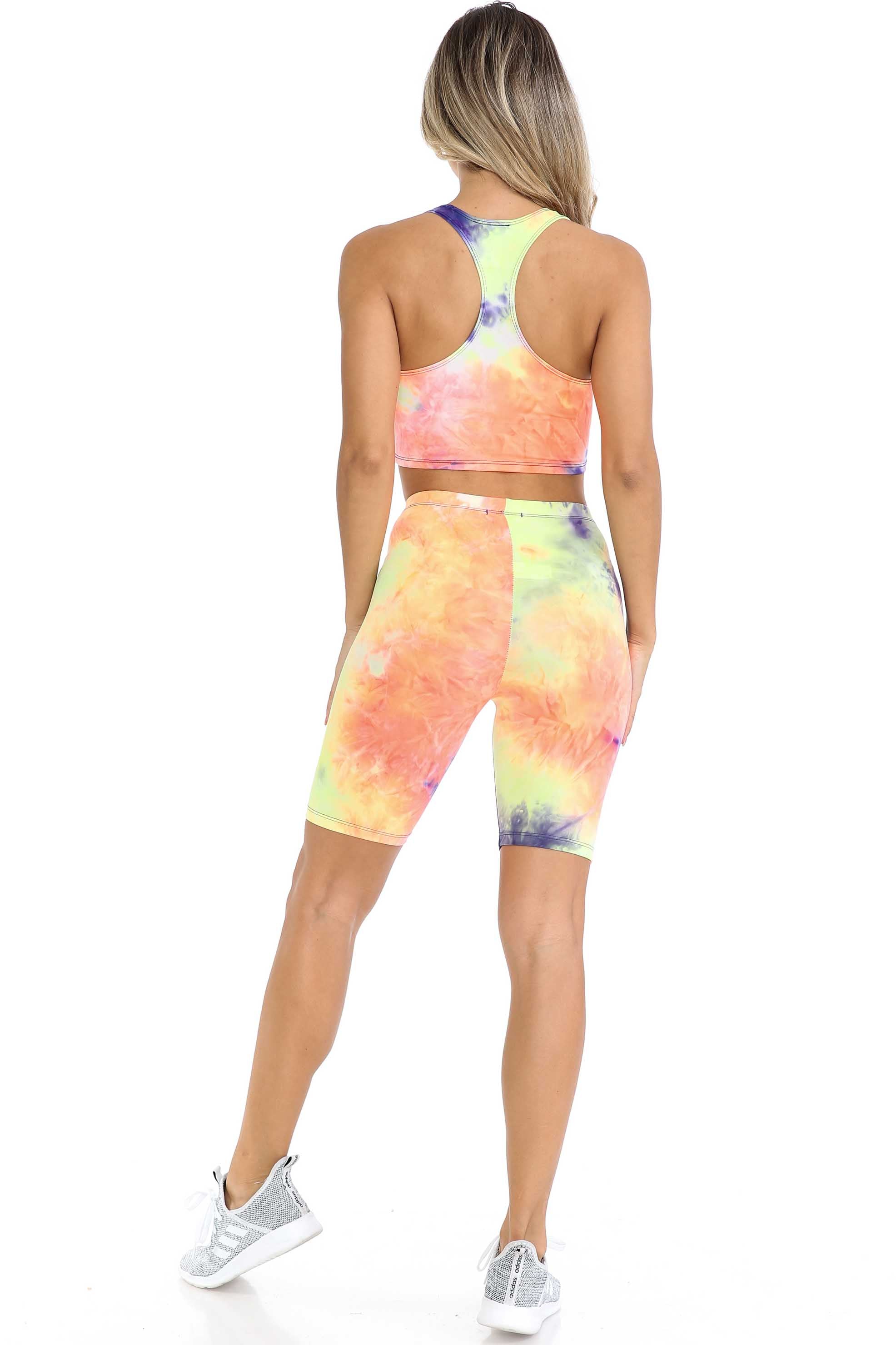 Wholesale Indigo Tie Dye 2 Piece Shorts and Cropped Bra Top Set
