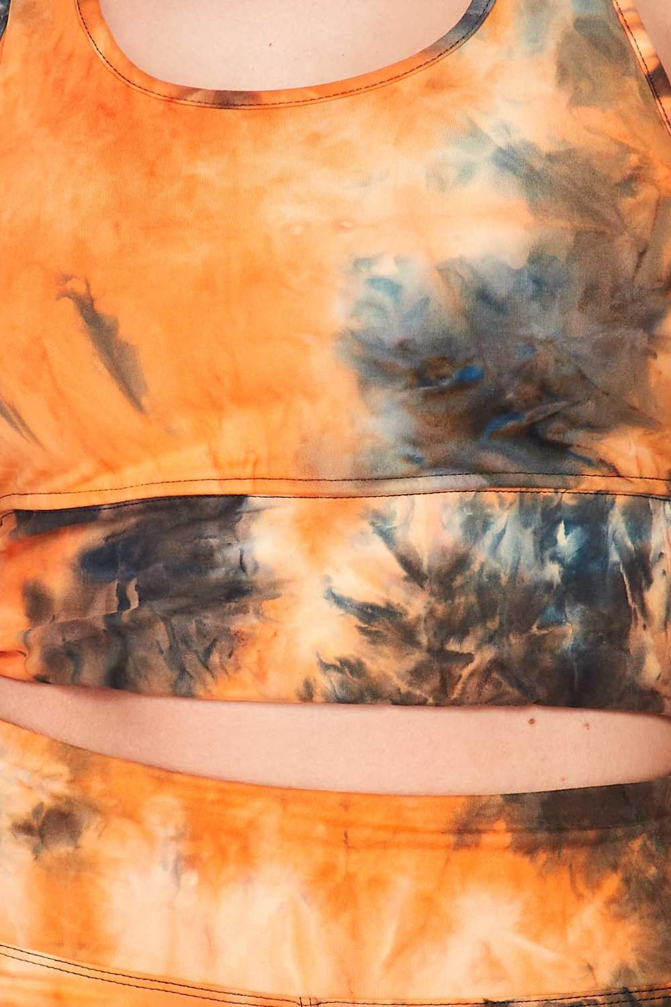 Wholesale Tie Dye 2 Piece High Waisted Biker Shorts and Crop Top Set