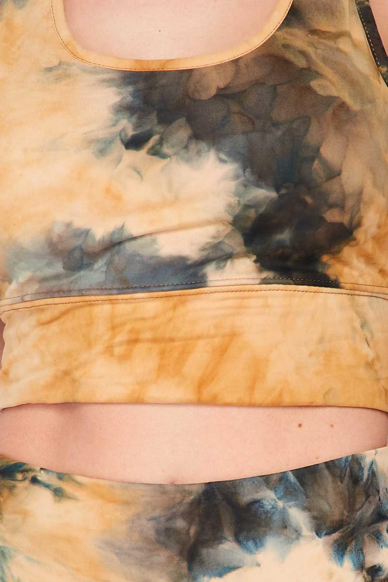 Wholesale Tie Dye 2 Piece High Waisted Biker Shorts and Crop Top Set