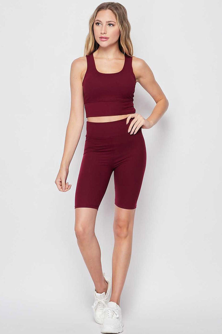 Wholesale Buttery Smooth 2 Piece High Waisted Shorts and Crop Top Bra Set