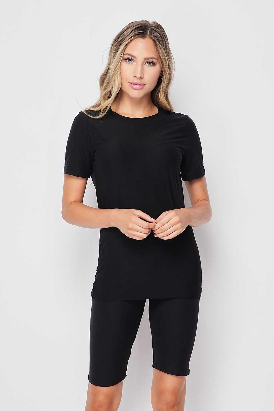 Wholesale 2 Piece Buttery Smooth Basic Solid Biker Shorts and T-Shirt Set