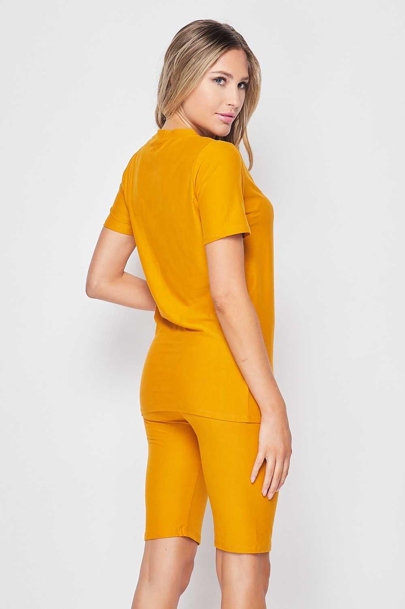 Wholesale 2 Piece Buttery Smooth Basic Solid Biker Shorts and T-Shirt Set